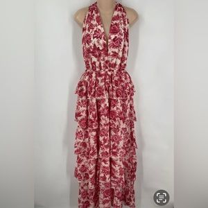 Beautiful AaKaa floral halter tye dress, size small.